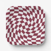 バイオレットバーガンディウェディングコレクション チェック チェック柄 ペーパープレート (正面)