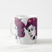 バイオレットパイレーツレディーパープルヘアウーマンスケッチアート コーヒーマグカップ (正面左)