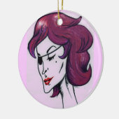 バイオレットパイレーツレディーパープルヘアウーマンスケッチアート セラミックオーナメント (左)