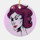 バイオレットパイレーツレディーパープルヘアウーマンスケッチアート セラミックオーナメント (裏面)