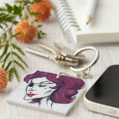 バイオレットパイレーツレディーパープルヘアゴシックオリジナルアート キーホルダー (正面右)