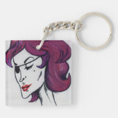 バイオレットパイレーツレディーパープルヘアゴシックオリジナルアート キーホルダー (裏面)