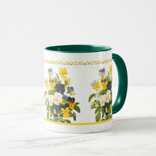 バイオレットパンジー植物学フローラアートコーヒーマグ マグカップ (正面右)