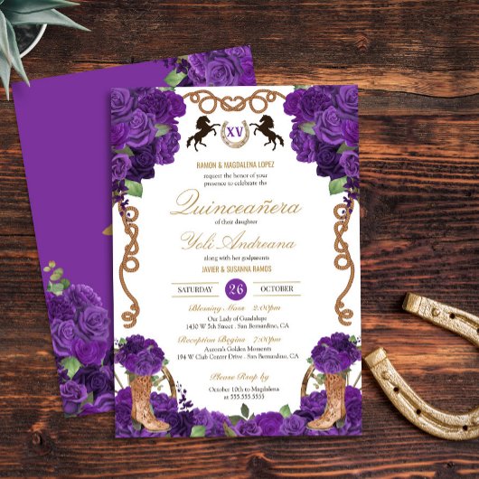 バイオレットパープルのバラ ウエスタンチャロ キンセアニエラ 招待状