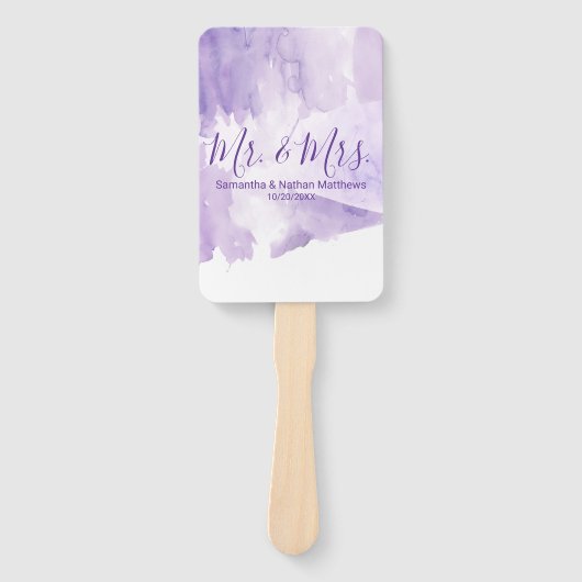 バイオレットパープルウォーターのカラースプラッシュ結婚式 プログラム ハンドファン (正面)