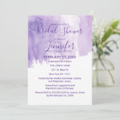 バイオレットパープルウォーターカラースプラッシュブライダルシャワー 招待状 (スタンド正面)