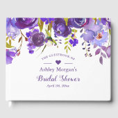 バイオレットパープルウォーターカラーフローラブライダルシャワー ゲストブック (正面)