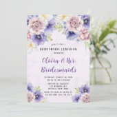 バイオレットパープルウォーター色フローラ花嫁付きランチ 招待状 (スタンド正面)