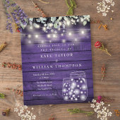 バイオレットパープルウッド ライト メイソンジャー ウェディング 招待状