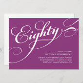 バイオレットパープルエレガント80番目の誕生日招待状 招待状 (正面/裏面)