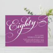 バイオレットパープルエレガント80番目の誕生日招待状 招待状 (スタンド正面)