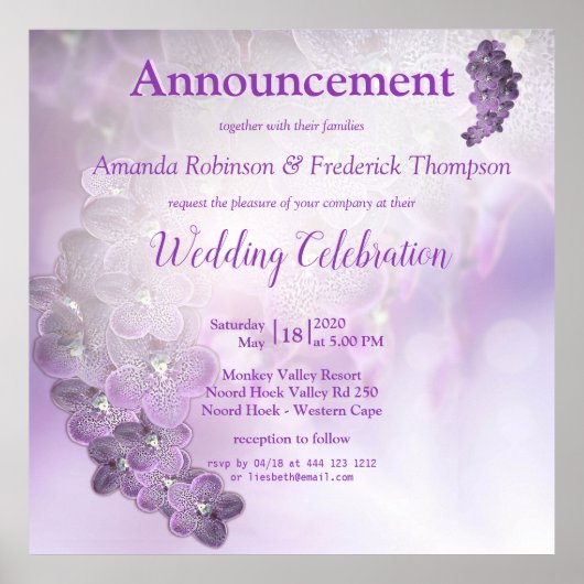 バイオレットパープルオーキッドの色合い ポスター (正面)