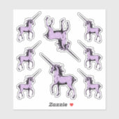 バイオレットパープルグリッターユニコーン輪郭 シール (シート)