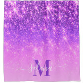 バイオレットパープルグリッター シャワーカーテン (正面)