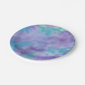 バイオレットパープルティール(緑がかった色)グリーン抽象芸術水彩 ペーパープレート (アングル)