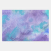 バイオレットパープルティール(緑がかった色)グリーン抽象芸術水彩 ラッピングペーパーシート (正面)