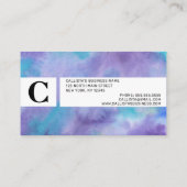 バイオレットパープルティール（緑がかった色）グリーン抽象芸術水彩 割引カード (裏面)