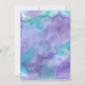 バイオレットパープルティール(緑がかった色)グリーン抽象芸術水彩 招待状 (裏面)