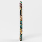 バイオレットパープルティール（緑がかった色）ブルーグリーン金ゴールドペイズリーパターン Case-Mate iPhoneケース (裏面/右)