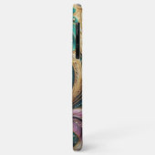 バイオレットパープルティール（緑がかった色）ブルーグリーン金ゴールドペイズリーパターン Case-Mate iPhoneケース (裏面/左)