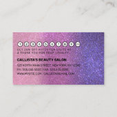 バイオレットパープルピンクトリプルグリッターグラデーションタイポグラフィ ロイヤリティカード (裏面)