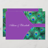 バイオレットパープルピーコック結婚式招待状 招待状 (正面/裏面)
