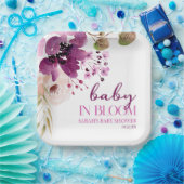 バイオレットパープルフローラベビーイン開花ベビーシャワー ペーパープレート (パーティー)