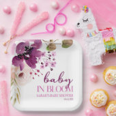 バイオレットパープルフローラベビーイン開花ベビーシャワー ペーパープレート (パーティー)