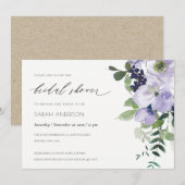 バイオレットパープルフローラリーフィーブライダルシャワー招待状 サンキューカード (正面/裏面)