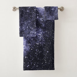 バイオレットパープルブラック抽象芸術銀河系 バスタオルセット