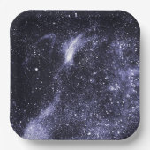 バイオレットパープルブラック抽象芸術銀河系 ペーパープレート (正面)