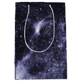 バイオレットパープルブラック抽象芸術銀河系 ミディアムペーパーバッグ (正面)