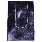 バイオレットパープルブラック抽象芸術銀河系 ミディアムペーパーバッグ (裏面)