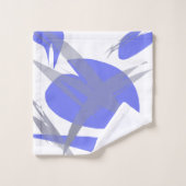 バイオレットパープルホワイト&グレー抽象芸術アート バスタオルセット (ウォッシュタオル)