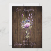 バイオレットパープルラベンダーフローラメイソンジャー結婚ズ 招待状 (正面)