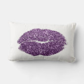 バイオレットパープルリップグリッターホワイトメイクアップキス ランバークッション (裏面)