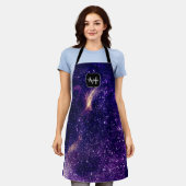 バイオレットパープル抽象芸術銀河系カスタムモノグラム エプロン (着用した状態)