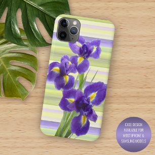 バイオレットパープル薄紫アイリスウォーターカラーアート絵画ズ iPhone 11 PRO MAXケース