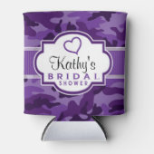 バイオレットパープル迷彩柄カモフラージュブライダルシャワー 缶クーラー (正面)