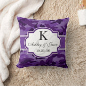 バイオレットパープル迷彩柄カモフラージ結婚ズ クッション (ブランケット)