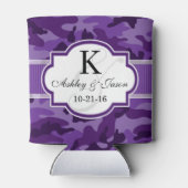 バイオレットパープル迷彩柄カモフラージ結婚ズ 缶クーラー (裏面)