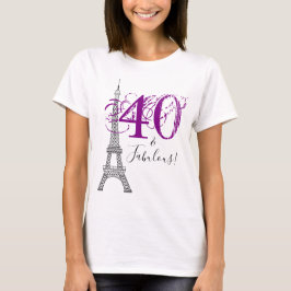 バイオレットパープル40歳の素敵なパリエッフェル塔 Tシャツ