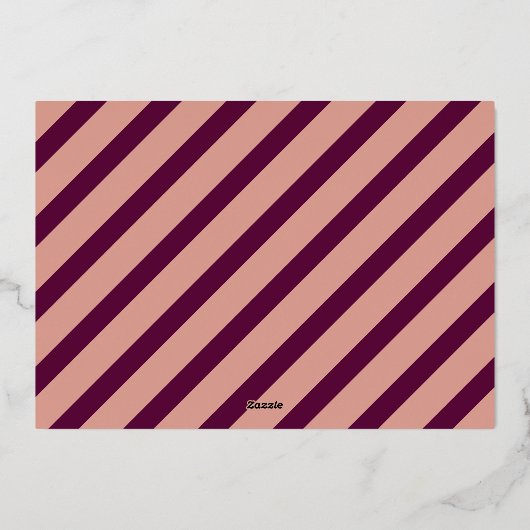 バイオレットパープル&シルバーのモダン レトロ クリスマス フォト 箔シーズンカード (裏面)