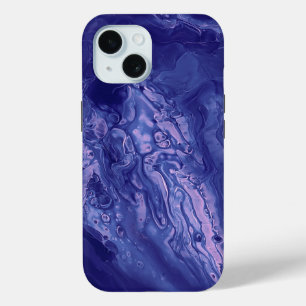 バイオレットピンクのアクリル系の流れ抽象芸術アート iPhone 15ケース