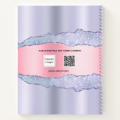 バイオレットピンクの瑪瑙の大理石名 ノートブック (裏面)