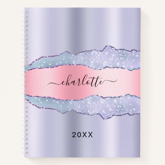 バイオレットピンクの瑪瑙の大理石名 ノートブック (正面)
