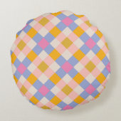 バイオレットピンクイエローチェック ラウンドクッション (裏面)