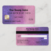 バイオレットピンクグリッタークレジットカードギフト券 名刺 (正面/裏面)