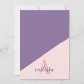 バイオレットピンクスパークリーグリッタードレスデバタンダンス 招待状 (裏面)