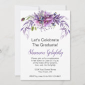 バイオレットピンクパープルワイルドフラワーズ卒業パーティー 招待状 (正面)